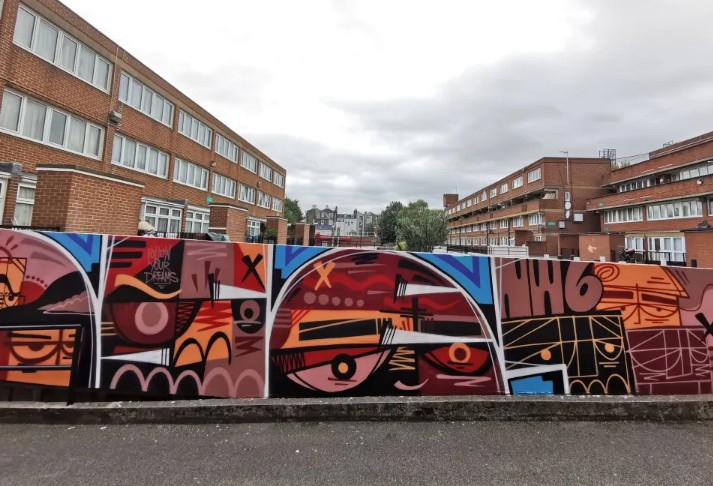 Webheath Workshops mural, Kilburn street art spots in London